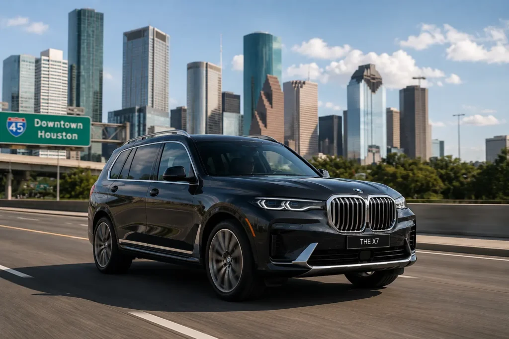 BMW X7 driving experience on Houston roads